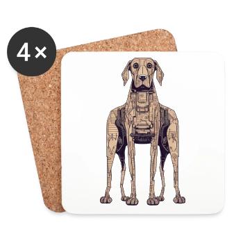 Six-legged Doberman Cyborg - Abstract - Coasters (set of 4) - white - Front