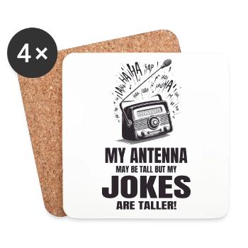 Vintage Radio Aesthetic Tall Antennas Taller Jokes - Coasters (set of 4) - white - Front