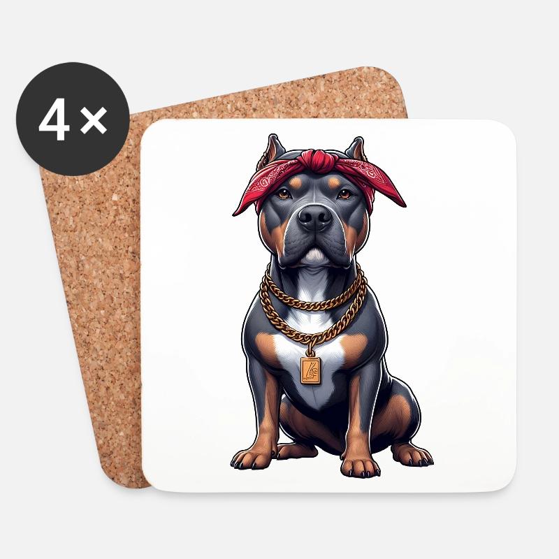 Pitbull Der Rapper - Untersetzer (4er-Set) - Weiß
