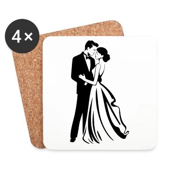Bride Groom Newlyweds Wedding - Coasters (set of 4) - white - Front