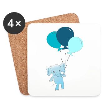 Éléphant personnalisable avec des ballons - Dessous de verre (lot de 4) - blanc - Devant