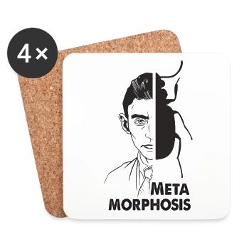 Franz Kafka Tshirt Kafkaesque Metamorphosis - Coasters (set of 4) - white - Front