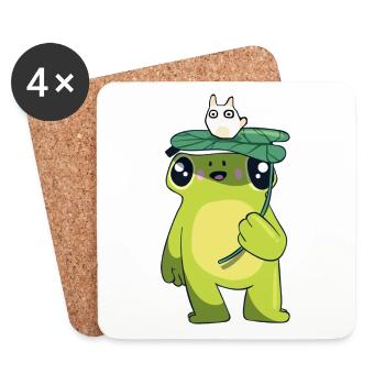 Frog with leaf - Coasters (set of 4) - white - Front