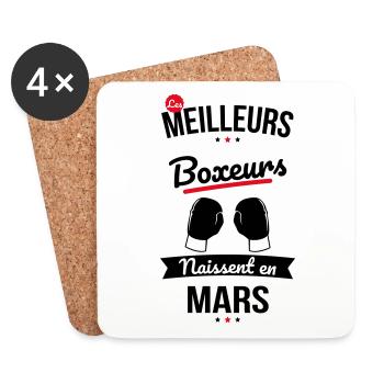 Les meilleurs boxeurs naissent en Mars - Dessous de verre (lot de 4) - blanc - Devant
