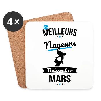 Les meilleurs nageurs naissent en Mars - Dessous de verre (lot de 4) - blanc - Devant