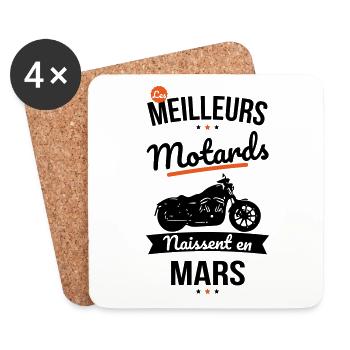 Les meilleurs motards naissent en Mars - Dessous de verre (lot de 4) - blanc - Devant