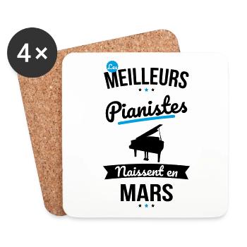 Les meilleurs pianistes naissent en Mars - Dessous de verre (lot de 4) - blanc - Devant