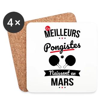 Les meilleurs pongistes naissent en Mars - Dessous de verre (lot de 4) - blanc - Devant