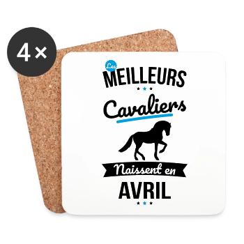 Les meilleurs cavaliers naissent en Avril - Dessous de verre (lot de 4) - blanc - Devant
