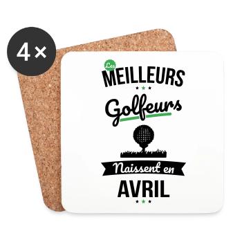 Les meilleurs golfeurs naissent en Avril - Dessous de verre (lot de 4) - blanc - Devant