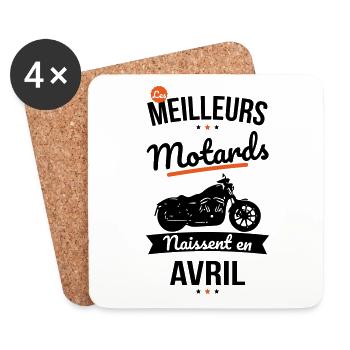 Les meilleurs motards naissent en Avril - Dessous de verre (lot de 4) - blanc - Devant