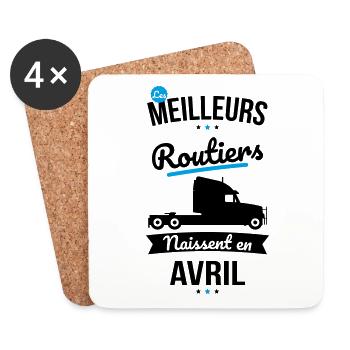 Les meilleurs routiers naissent en Avril - Dessous de verre (lot de 4) - blanc - Devant
