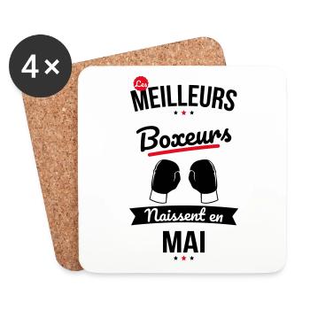 Les meilleurs boxeurs naissent en Mai - Dessous de verre (lot de 4) - blanc - Devant