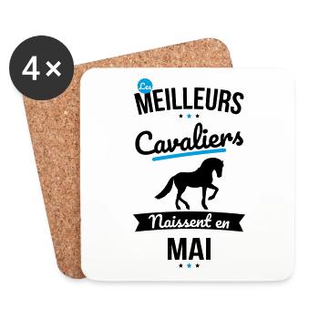 Les meilleurs cavaliers naissent en Mai - Dessous de verre (lot de 4) - blanc - Devant