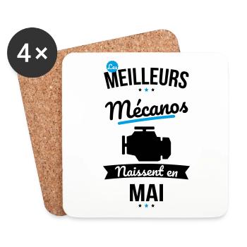 Les meilleurs mécanos naissent en Mai - Dessous de verre (lot de 4) - blanc - Devant