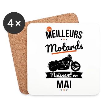 Les meilleurs motards naissent en Mai - Dessous de verre (lot de 4) - blanc - Devant