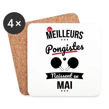 Les meilleurs pongistes naissent en Mai - Dessous de verre (lot de 4) - blanc - Devant