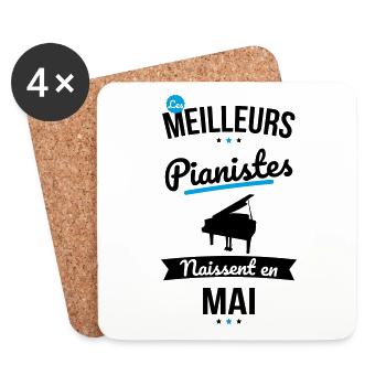 Les meilleurs pianistes naissent en Mai - Dessous de verre (lot de 4) - blanc - Devant