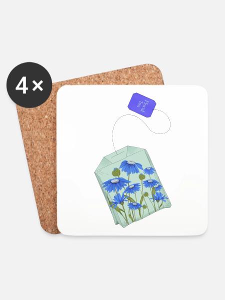 Blumentee - Untersetzer (4er-Set) - Weiß