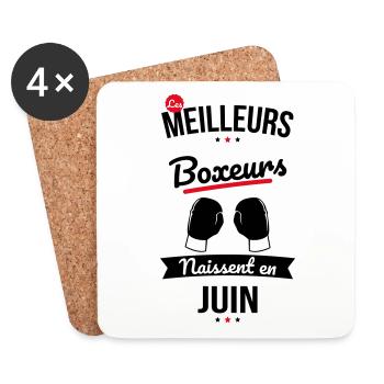 Les meilleurs boxeurs naissent en Juin - Dessous de verre (lot de 4) - blanc - Devant