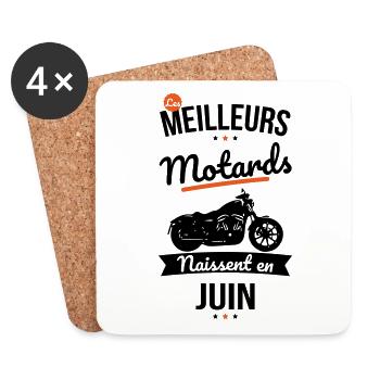 Les meilleurs motards naissent en Juin - Dessous de verre (lot de 4) - blanc - Devant