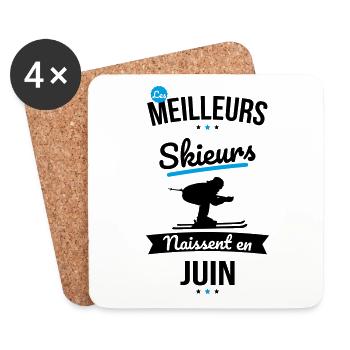 Les meilleurs skieurs naissent en Juin - Dessous de verre (lot de 4) - blanc - Devant