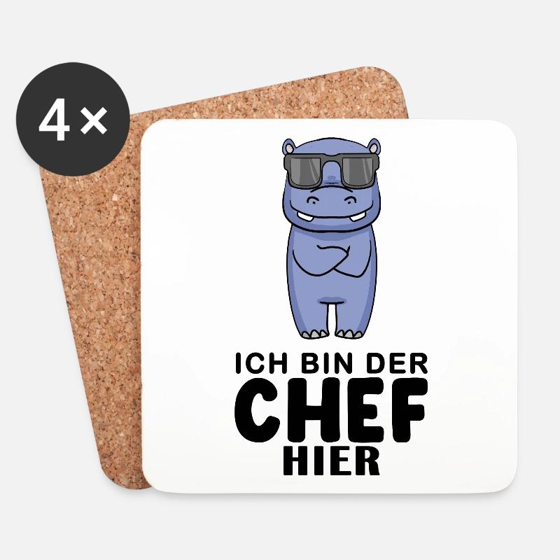 Chef Spruch lustig - Ich bin der Chef hier - Chef - Untersetzer (4er-Set) - Weiß