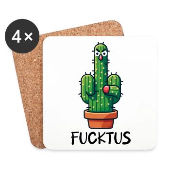 FUCKTUS KAKTUS KAKTEEN MITTELFINGER STACHEL WÜSTE - Untersetzer (4er-Set) - Weiß - Vorne