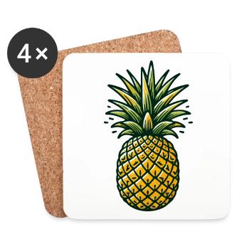 PINEAPPLE TROPICAL FRUIT FRUIT COCKTAIL PINA COLADA - Coasters (set of 4) - white - Front