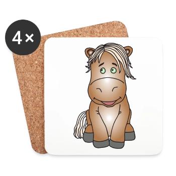 Super süßes Pony - Untersetzer (4er-Set) - Weiß - Vorne