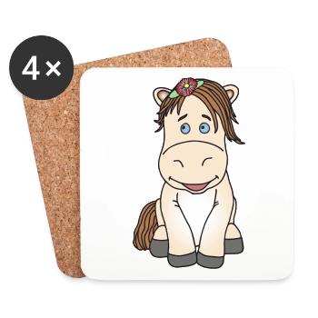 Super süßes Pferd mit Blume - Untersetzer (4er-Set) - Weiß - Vorne