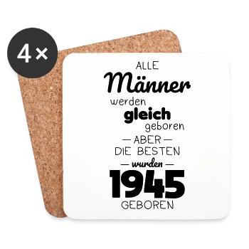 80e anniversaire - Les meilleurs sont nés en 1945 - Dessous de verre (lot de 4) - blanc - Devant