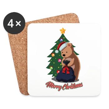 Christmas Polar Bear - Funny Xmas Cute Animal Gift - Coasters (set of 4) - white - Front