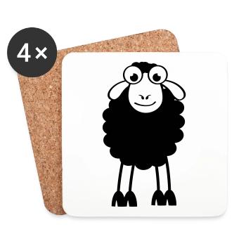 Moutons, moutons blancs ou noirs. Rêver ou dormir - Dessous de verre (lot de 4) - blanc - Devant