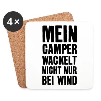 LUSTIG CAMPING SPRÜCHE CAMPER WOHNMOBIL - Untersetzer (4er-Set) - Weiß - Vorne