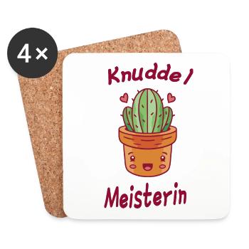 Kaktus Humor Knuddel Meisterin Geschenkidee - Untersetzer (4er-Set) - Weiß - Vorne
