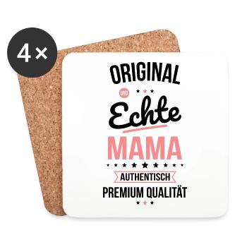 Original und echte Mama - Authentisch - Muttertag - Untersetzer (4er-Set) - Weiß - Vorne