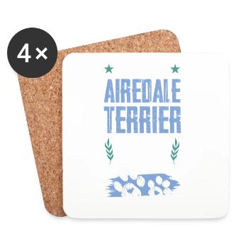 Airedale Terrier Chiens Papa - Dessous de verre (lot de 4) - blanc - Devant