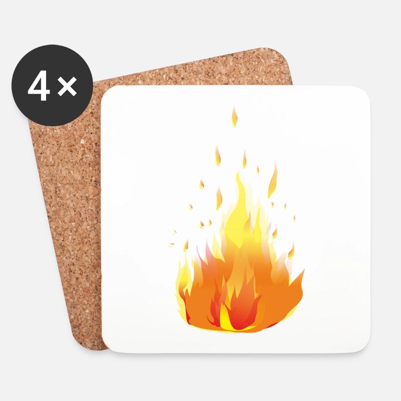 Flames Fire - Coasters (set of 4) - white