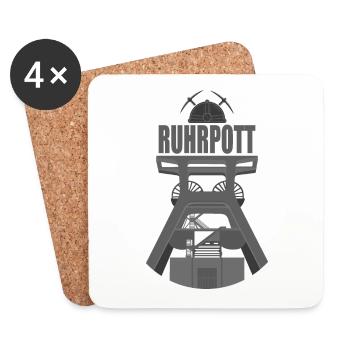 RUHRPOTT RUHRGEBIET ZECHE - Untersetzer (4er-Set) - Weiß - Vorne