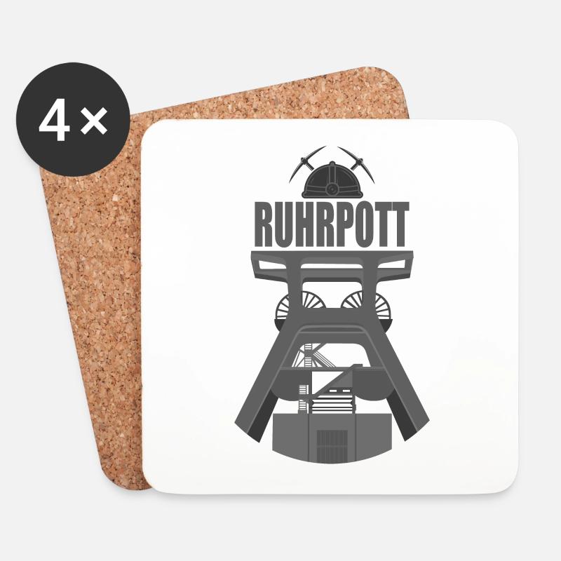 RUHRPOTT RUHRGEBIET ZECHE - Untersetzer (4er-Set) - Weiß