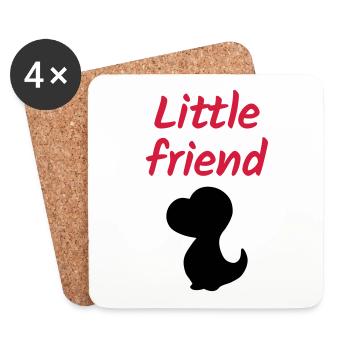 Petit ami (bébé dinosaure) - Dessous de verre (lot de 4) - blanc - Devant