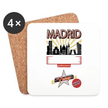 Madrid Espagne City Skyline Vintage Rétro - Dessous de verre (lot de 4) - blanc - Devant