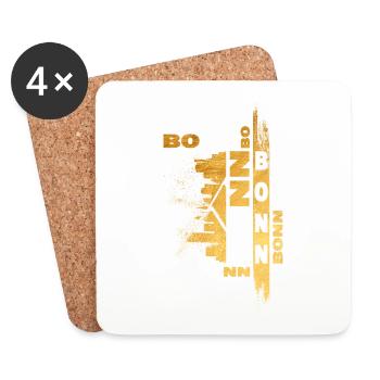 Bonn Deutschland Stadt Skyline Schrift Gold - Untersetzer (4er-Set) - Weiß - Vorne