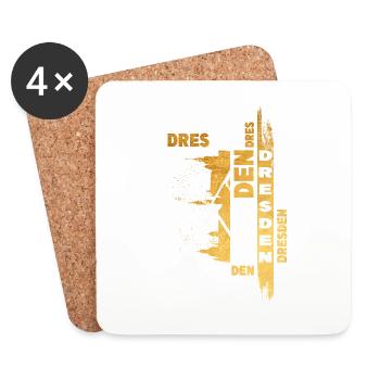 Dresden Deutschland Stadt Skyline Schrift Gold - Untersetzer (4er-Set) - Weiß - Vorne
