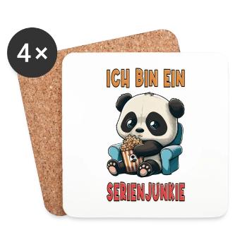 Serienjunkie Serienmarathon Panda Popcorn Couch - Untersetzer (4er-Set) - Weiß - Vorne