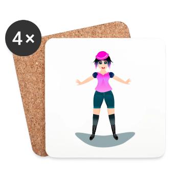 fille heureuse et amusante - Dessous de verre (lot de 4) - blanc - Devant