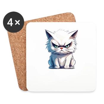 Nö Einfach Nö No Nein Katze Kater Lustig Spruch - Untersetzer (4er-Set) - Weiß - Vorne
