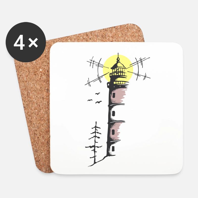 Leuchtturm - Untersetzer (4er-Set) - Weiß