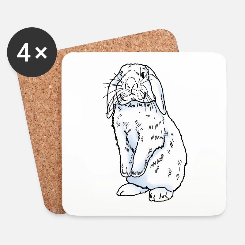 Rabbit white - Coasters (set of 4) - white